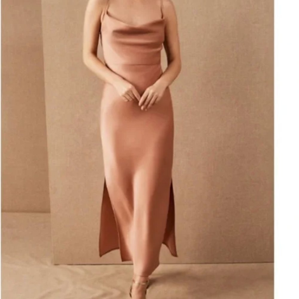 NWT UNWORN: BHLDN Cali Satin Cowl-Neck Midi Slip Dress Size 6
